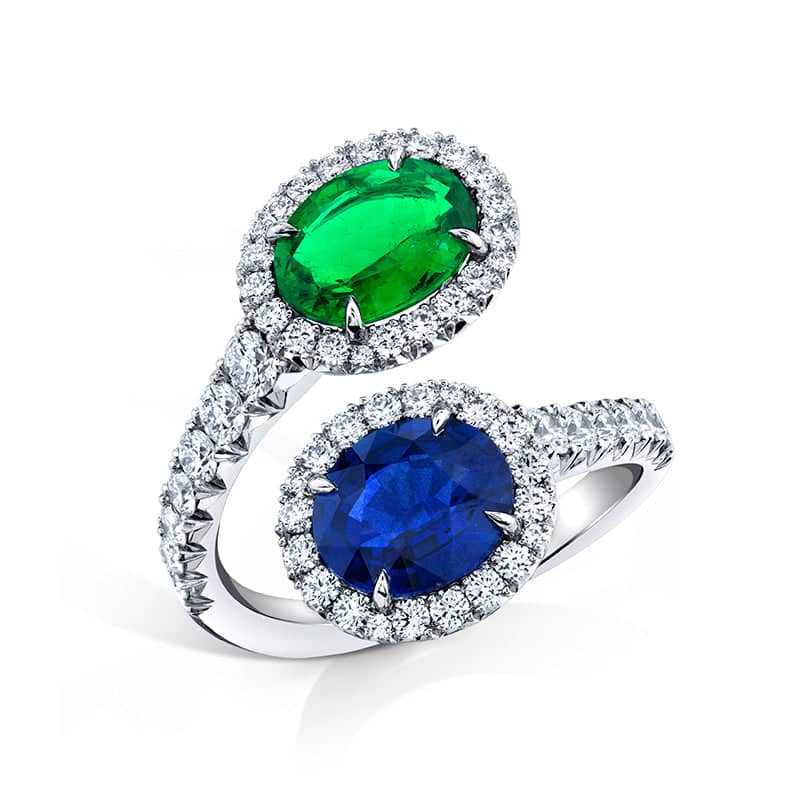 Emerald & Sapphire Embrace Ring