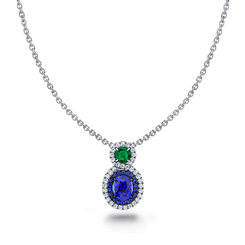 Sapphire, Emerald and Diamond Necklace
