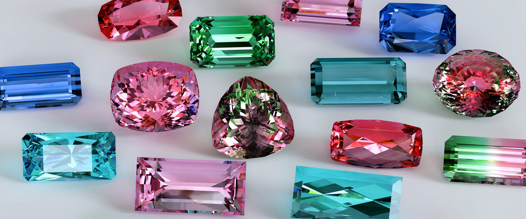 Loose tourmaline stones in multi-colors