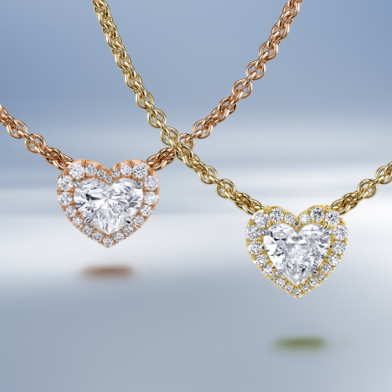 Heart shaped diamond pendants