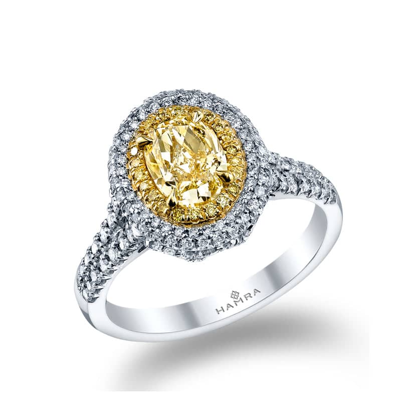 Oval Shaped Yellow Diamond Ring