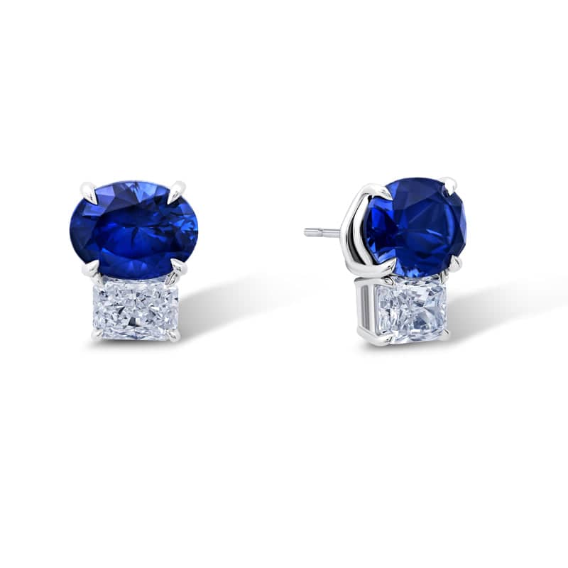 Sapphire & Diamond Stud Earrings