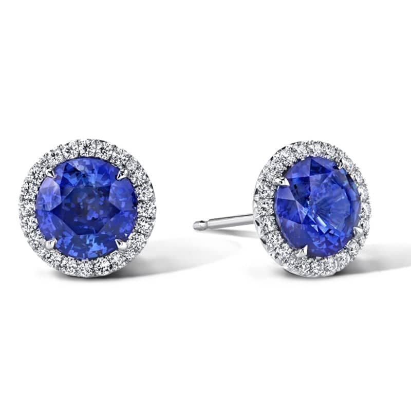 Sapphire & Diamond Stud Earrings