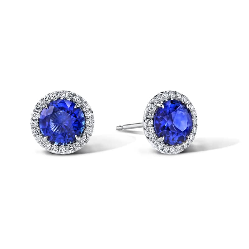 Sapphire & Diamond Stud Earrings