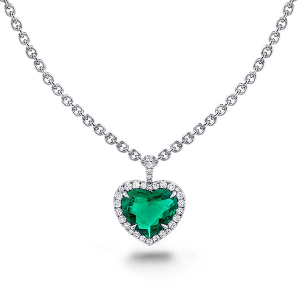 国内で当店のみ 666999 - Emerald Edge heart necklace Heart Shaped Emerald & Diamond Necklace – Hamra Jewelers