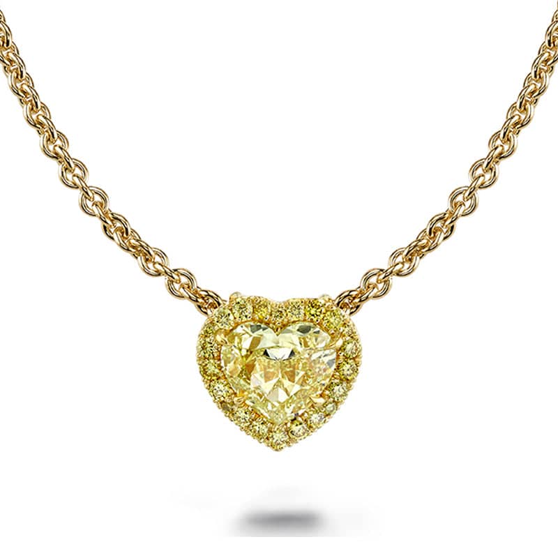 Fancy Yellow Diamond Heart Necklace