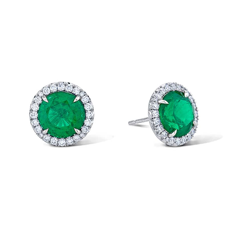 Emerald & Diamond Stud Earrings