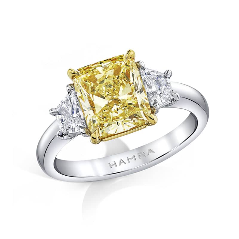 Fancy Yellow Cushion Cut Diamond Ring