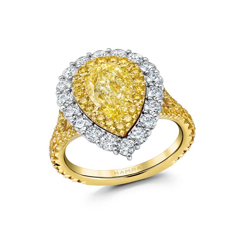 Fancy Yellow Pear Shaped Diamond Ring