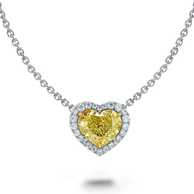 Heart Shaped Yellow Diamond Necklace