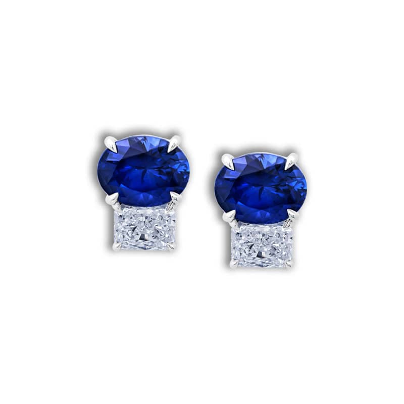 Sapphire & Diamond Stud Earrings