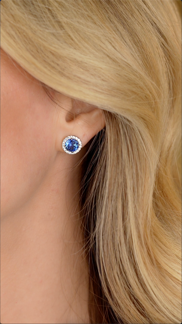 Sapphire & Diamond Stud Earrings