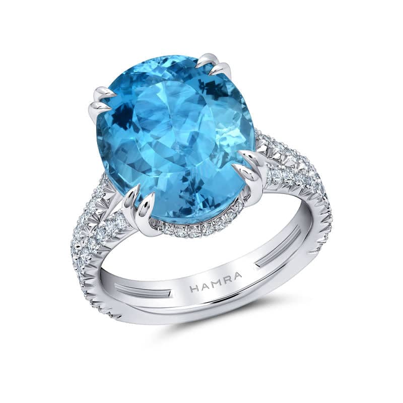 Aquamarine & Diamond Ring