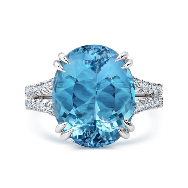 Aquamarine & Diamond Ring