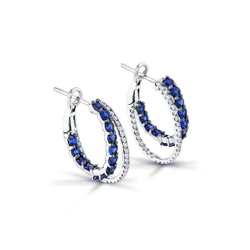 Sapphire & Diamond Hoop Earrings