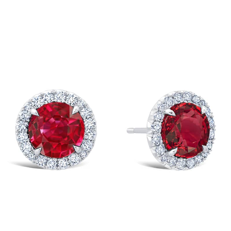 Ruby & Diamond Stud Earrings