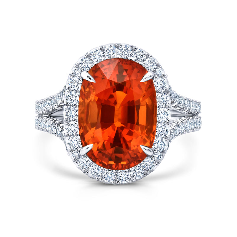 Orange Sapphire & Diamond Ring