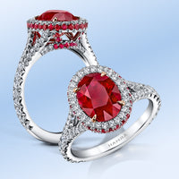 Two ruby and diamond rings in platinum.