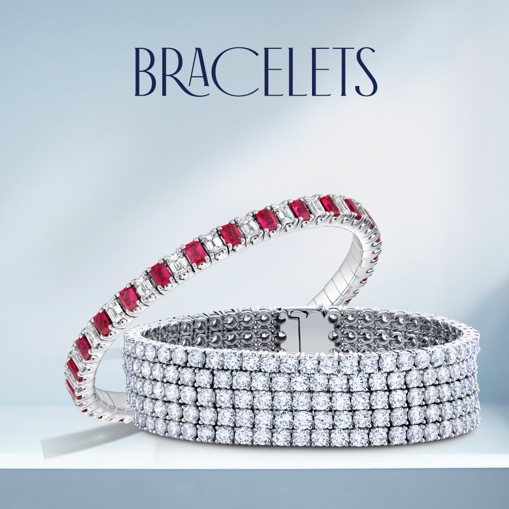 DIAMOND MULTI STRAND BRACELET AND A RUBY AND DIAMOND STRETCH BRACELET