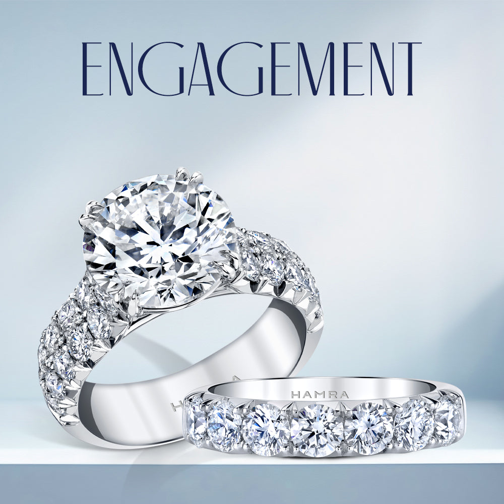 ROUND DIAMOND ENGAGEMENT RING WITH MATCHING DIAMOND ETERNITY BAND