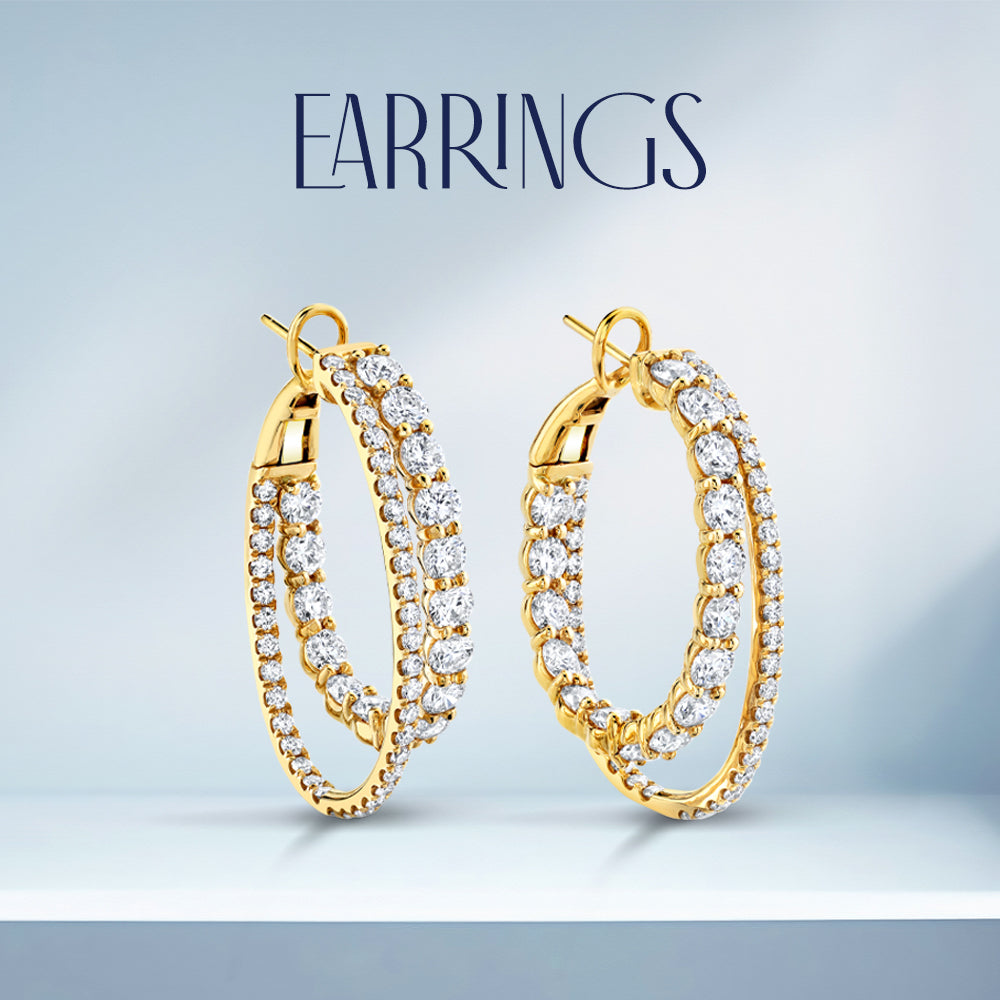 YELLOW GOLD DIAMOND HOOP EARRINGS