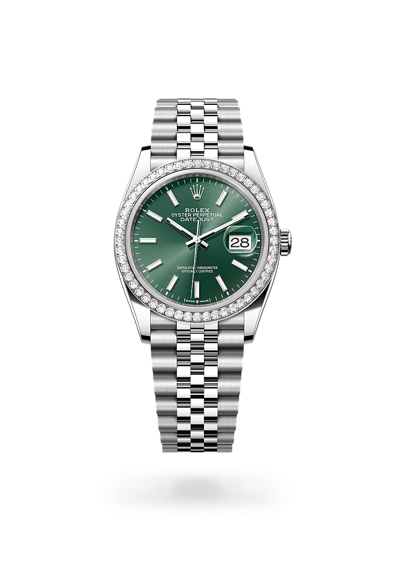 Rolex Datejust 36 in Oyster, 36 mm, Oystersteel, white gold and diamonds