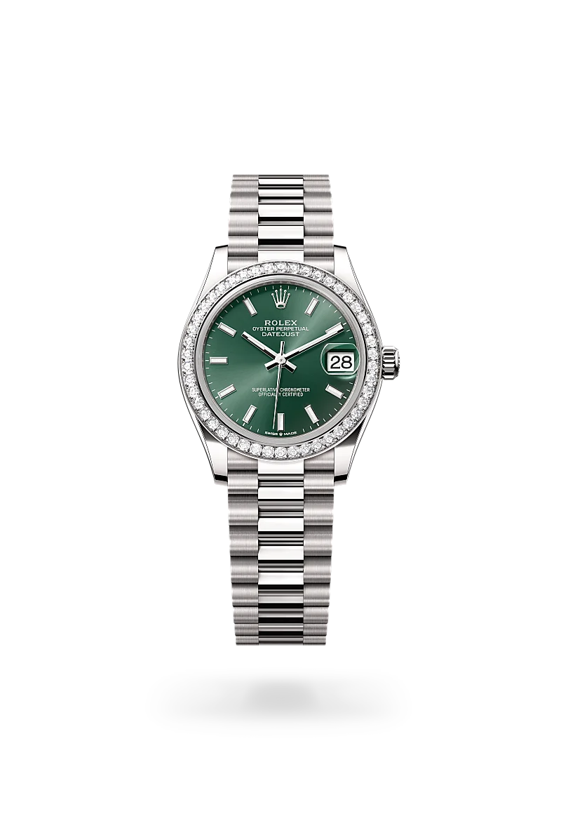 Rolex Datejust 31 in Oyster, 31 mm, white gold and diamonds