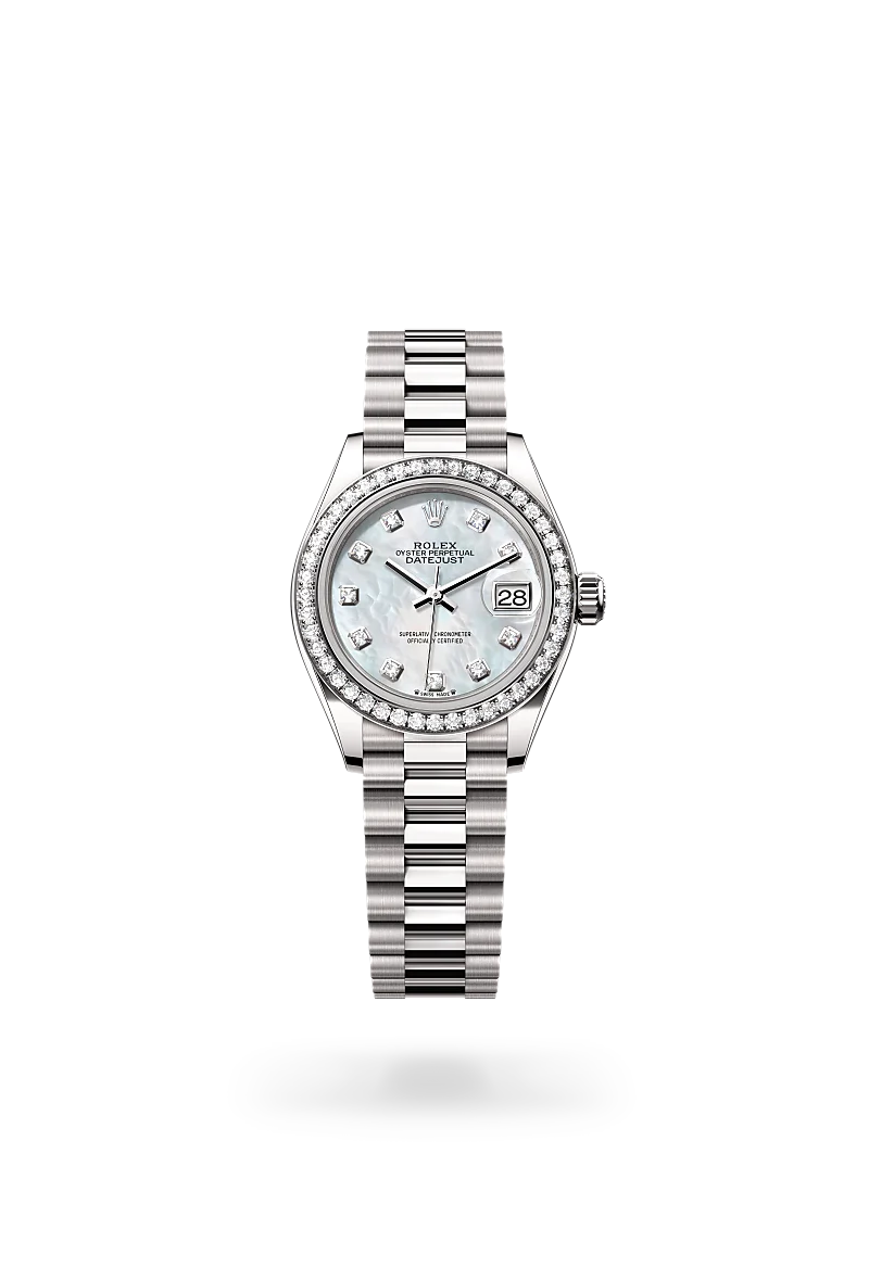 Rolex Lady-Datejust in Oyster, 28 mm, white gold and diamonds