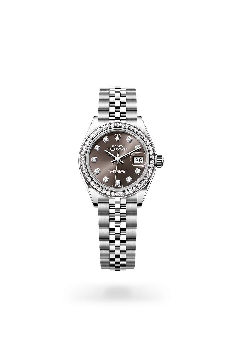 Rolex Lady-Datejust in Oyster, 28 mm, Oystersteel, white gold and diamonds