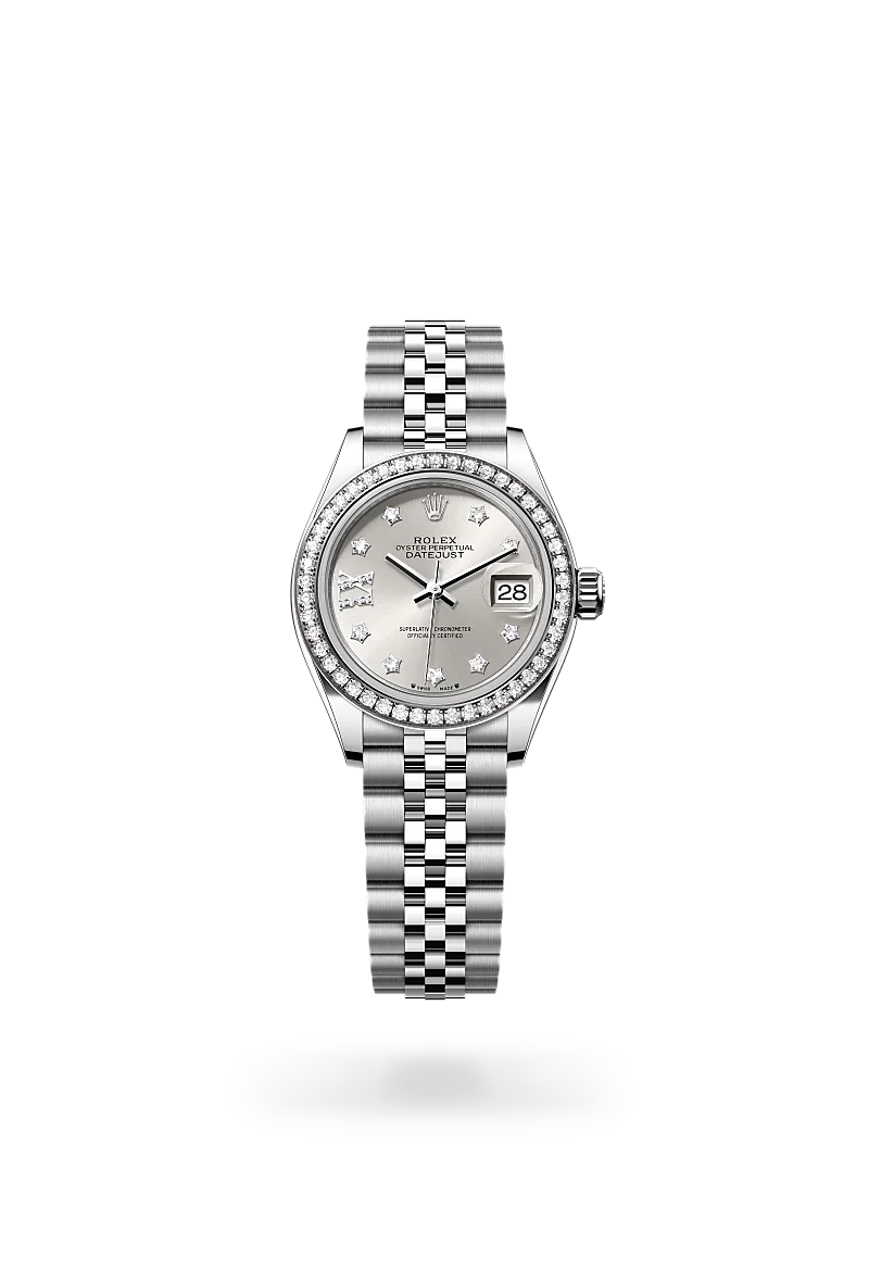 Rolex Lady-Datejust in Oyster, 28 mm, Oystersteel, white gold and diamonds