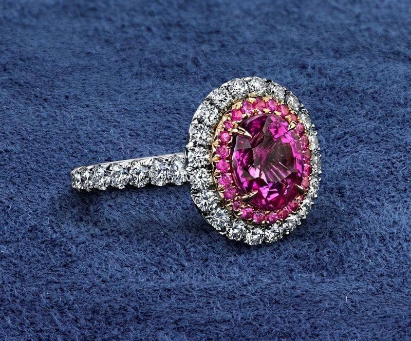 Pink Sapphire & Diamond Ring