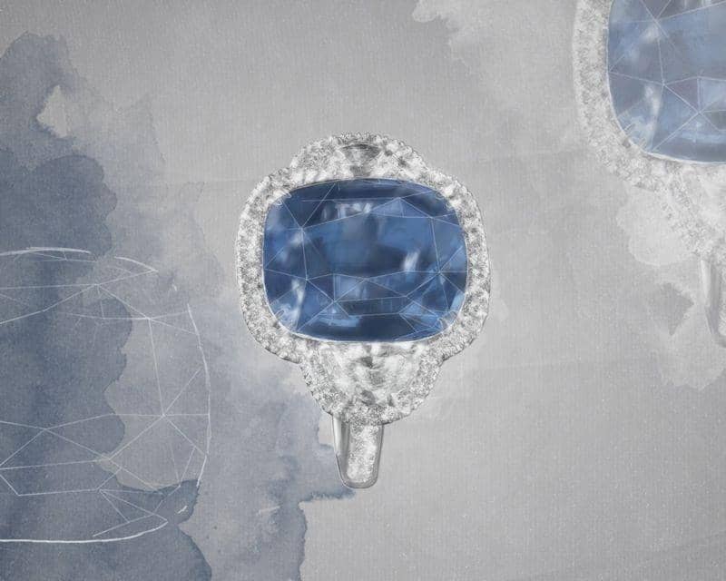 Cushion Cut Sapphire & Diamond Ring