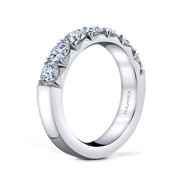 Hand crafted French set band featuring 1.80 carats total weight in round brilliant cut diamonds set in platinum.