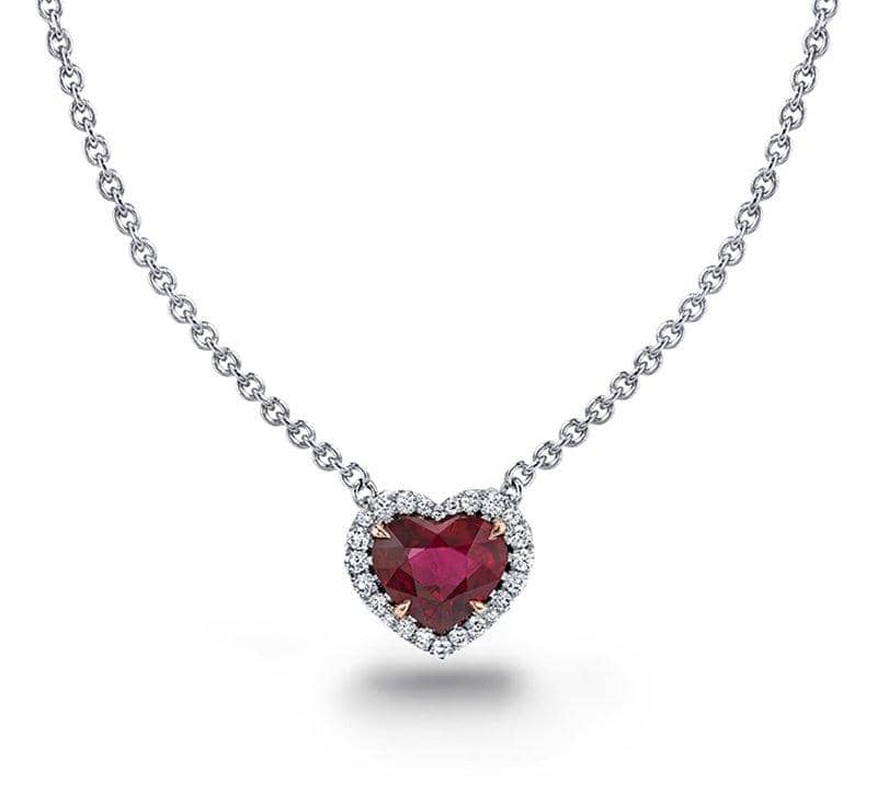 Ruby diamond heart pendant Clearance