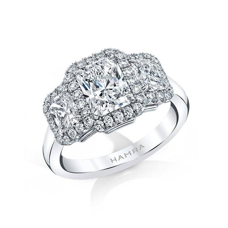 3.00 ct. Radiant w/ Trapezoid Cut Diamond Engagement Ring 3-Stone GIA I VS1  14k | eBay
