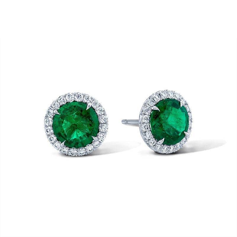 Emerald & Diamond Stud Earrings