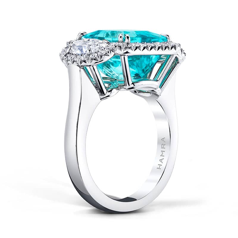 Paraiba Type Tourmaline & Diamond Ring