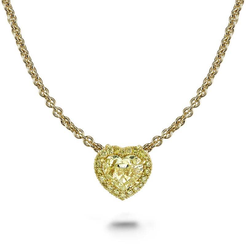 Heart Shaped Yellow Diamond Necklace