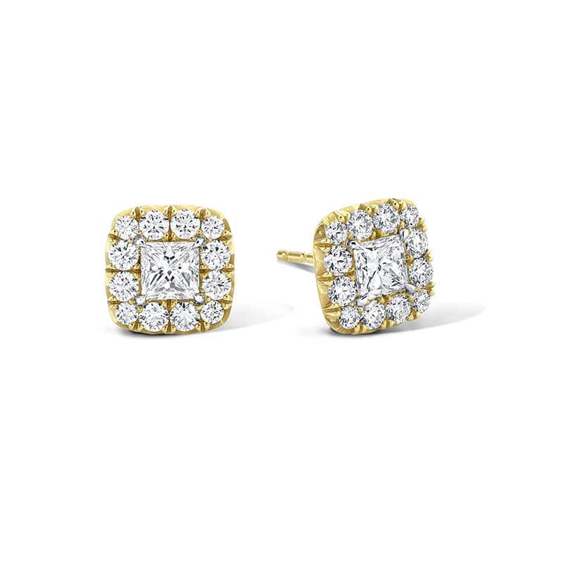 Princess Cut Diamond Halo Earrings