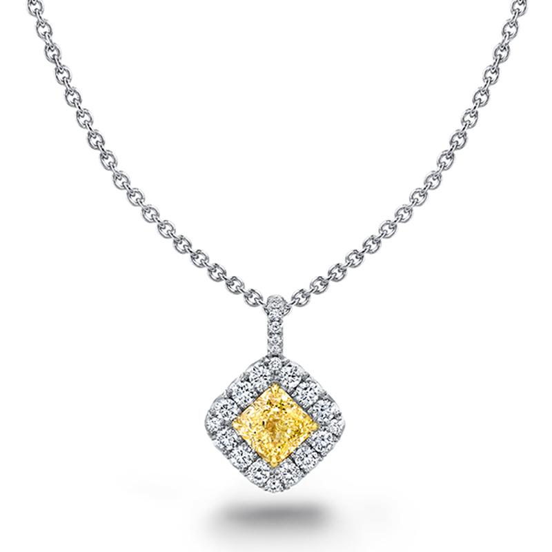 Radiant Yellow & White Diamond Necklace