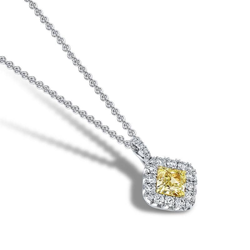 Radiant Yellow & White Diamond Necklace