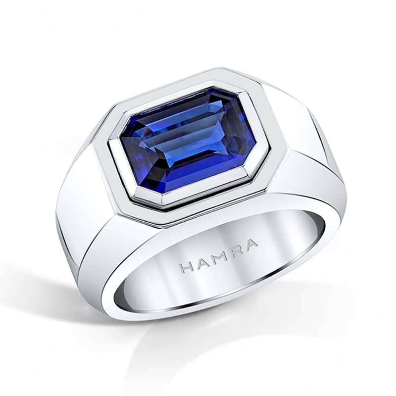 Mens Blue Sapphire Heavy Platinum Blue Sapphire Ring For Men JL PT