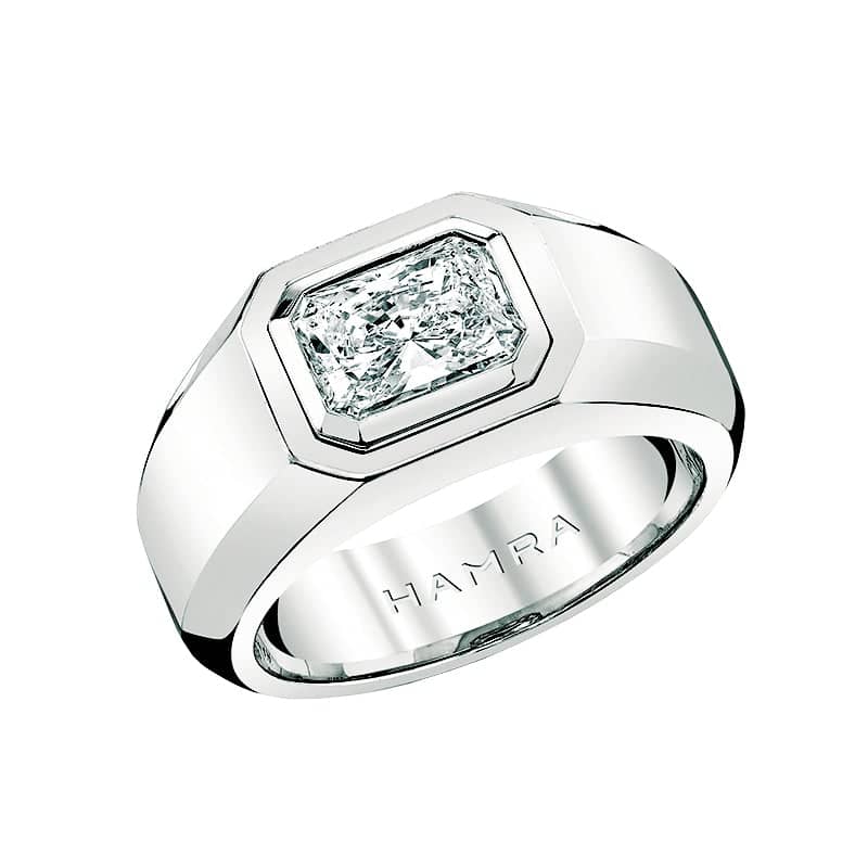 Shield Cut Diamond Solitaire Mens Ring — Ouros Jewels