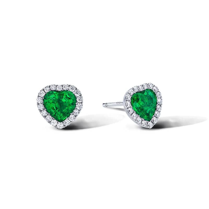 Emerald & Diamond Stud Earrings