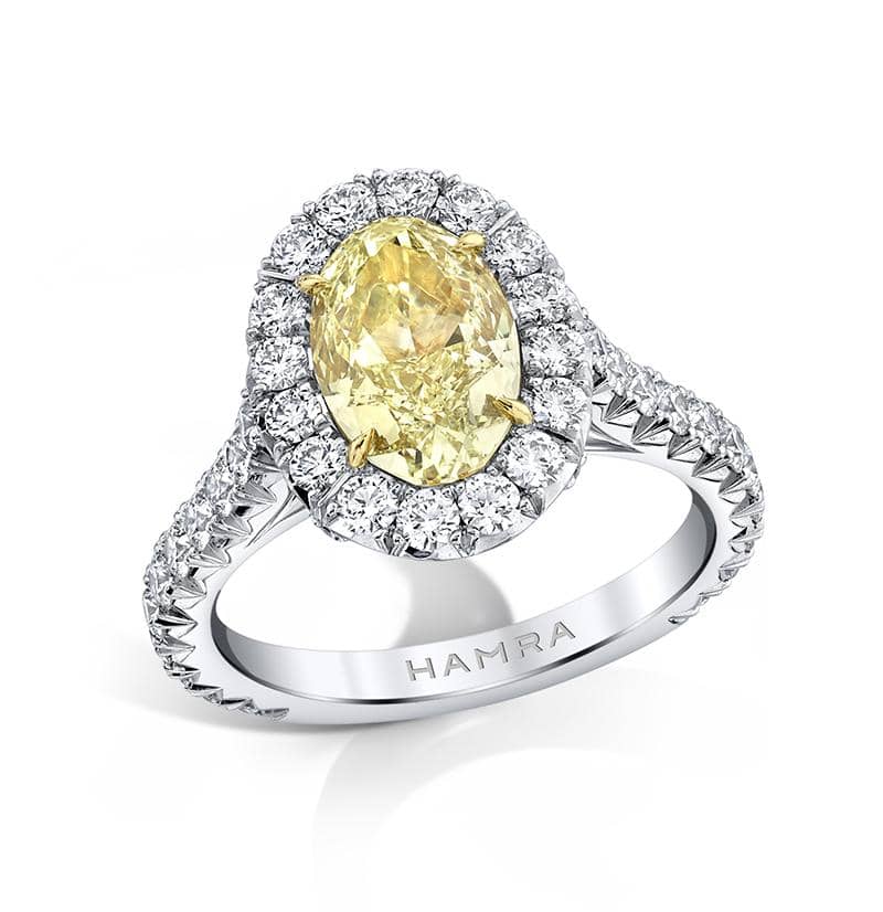 Oval Shaped Yellow Diamond Ring