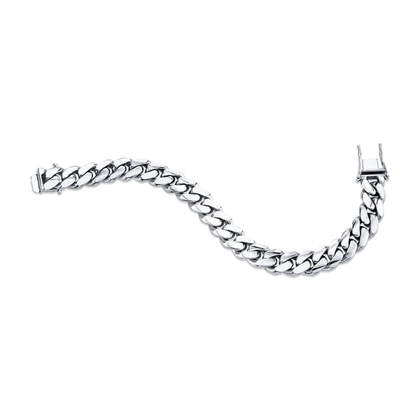 Men's 12mm curb link bracelet in platinum.