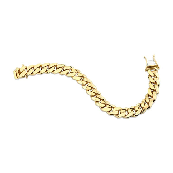 Men's 12mm curb link bracelet in 18k yellow gold.