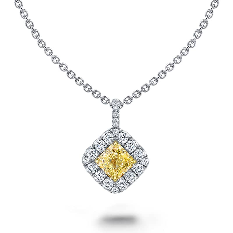 Radiant Yellow & White Diamond Necklace