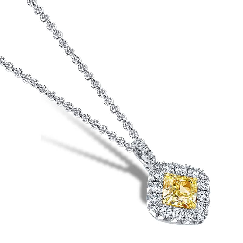 Radiant Yellow & White Diamond Necklace