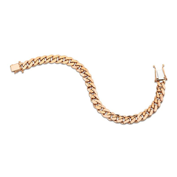 Men's 12mm curb link bracelet in 18k rose gold.